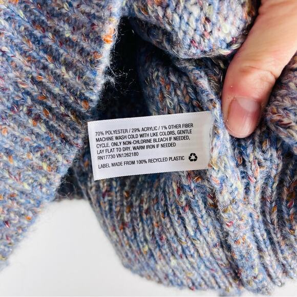 A New Day blue orange speckled cable knit oversized coastal sweater small - Picture 7 of 7